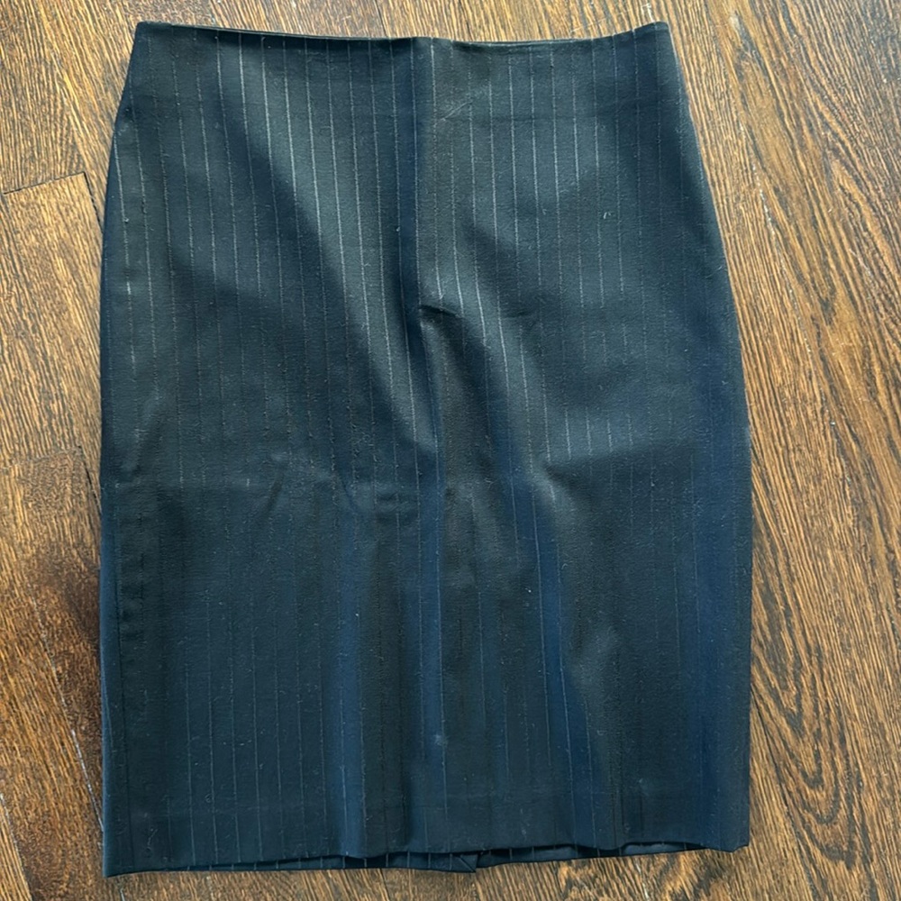 Black pinstripe theory suit skirt